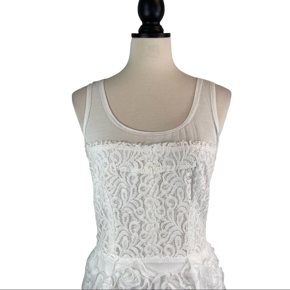 Rachel Roy Dress White Sheer Zipper Rosette, Size 6 - Picture 2 of 14